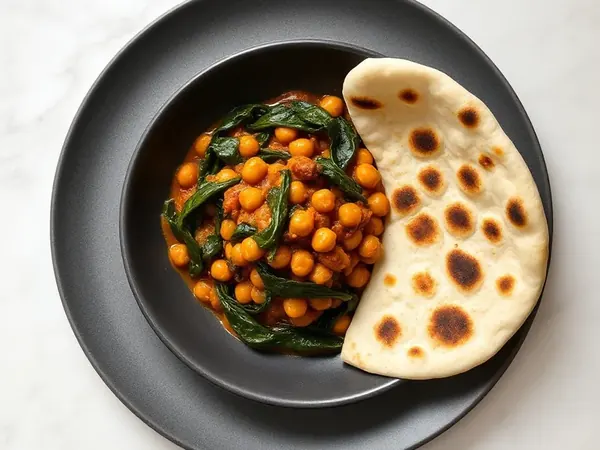Chana Saag with Toasted Naan